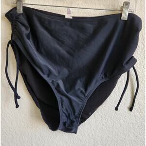 SO Black Ruched Sides Highwaisted Bikini Bottoms XXL Lightweight Lined Soft